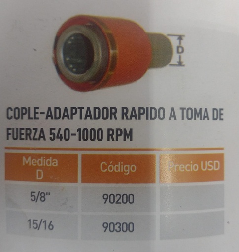 [60601002] 90200 COPLE O ADAPTADOR RAPIDO 5/8 A 1 3/8 540-1000 RPM